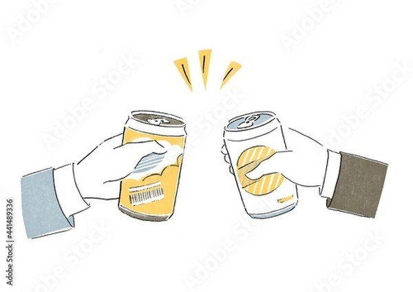 Fototapeta 缶ビールで飲み会をする人