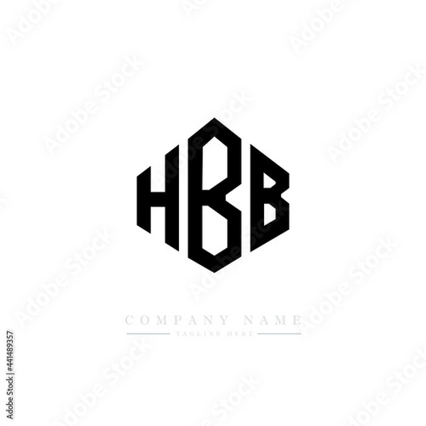 Fototapeta HBB letter logo design with polygon shape. HBB polygon logo monogram. HBB cube logo design. HBB hexagon vector logo template white and black colors. HBB monogram. HBB business and real estate logo. 
