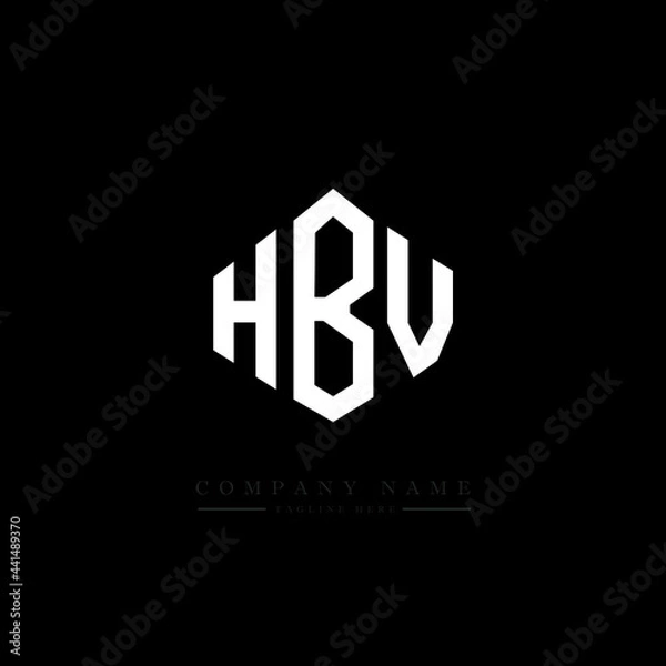 Fototapeta HBV letter logo design with polygon shape. HBV polygon logo monogram. HBV cube logo design. HBV hexagon vector logo template white and black colors. HBV monogram. HBV business and real estate logo. 