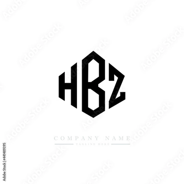 Fototapeta HBZ letter logo design with polygon shape. HBZ polygon logo monogram. HBZ cube logo design. HBZ hexagon vector logo template white and black colors. HBZ monogram. HBZ business and real estate logo. 