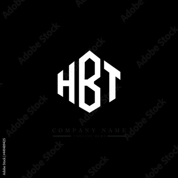 Obraz HBT letter logo design with polygon shape. HBT polygon logo monogram. HBT cube logo design. HBT hexagon vector logo template white and black colors. HBT monogram. HBT business and real estate logo. 