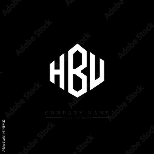 Fototapeta HBU letter logo design with polygon shape. HBU polygon logo monogram. HBU cube logo design. HBU hexagon vector logo template white and black colors. HBU monogram. HBU business and real estate logo. 