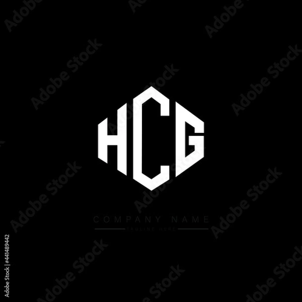 Fototapeta HCG letter logo design with polygon shape. HCG polygon logo monogram. HCG cube logo design. HCG hexagon vector logo template white and black colors. HCG monogram. HCG business and real estate logo. 