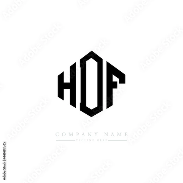 Fototapeta HDF letter logo design with polygon shape. HDF polygon logo monogram. HDF cube logo design. HDF hexagon vector logo template white and black colors. HDF monogram. HDF business and real estate logo. 
