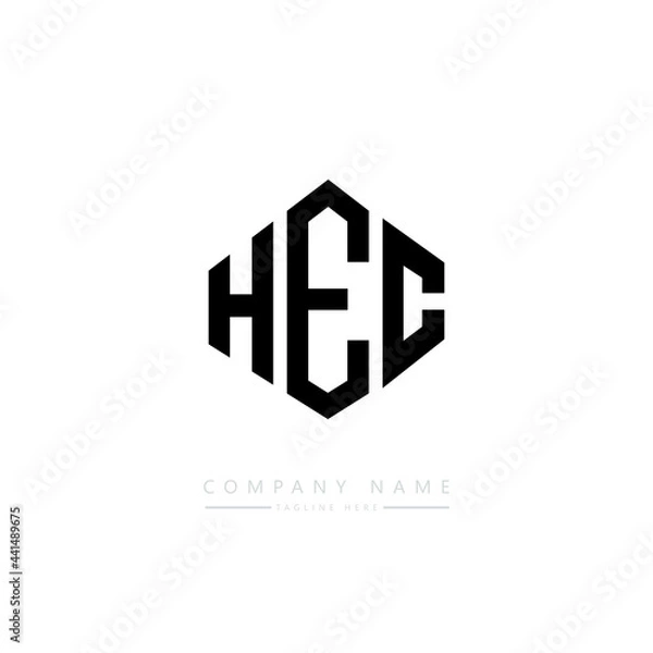 Fototapeta HEC letter logo design with polygon shape. HEC polygon logo monogram. HEC cube logo design. HEC hexagon vector logo template white and black colors. HEC monogram. HEC business and real estate logo. 