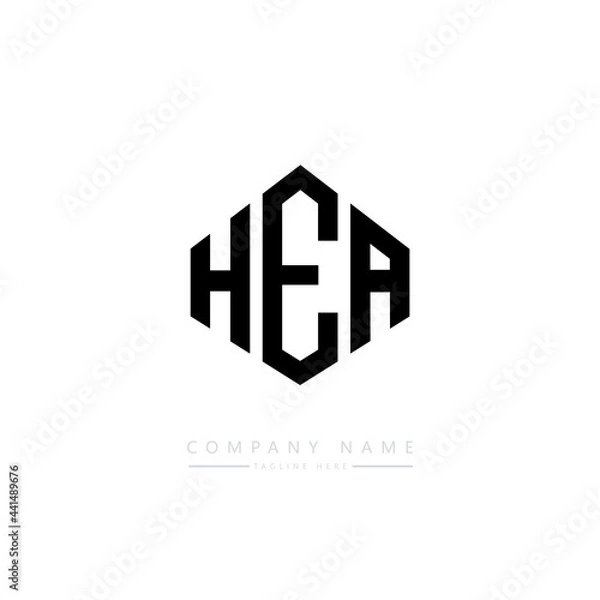Fototapeta HEA letter logo design with polygon shape. HEA polygon logo monogram. HEA cube logo design. HEA hexagon vector logo template white and black colors. HEA monogram. HEA business and real estate logo. 