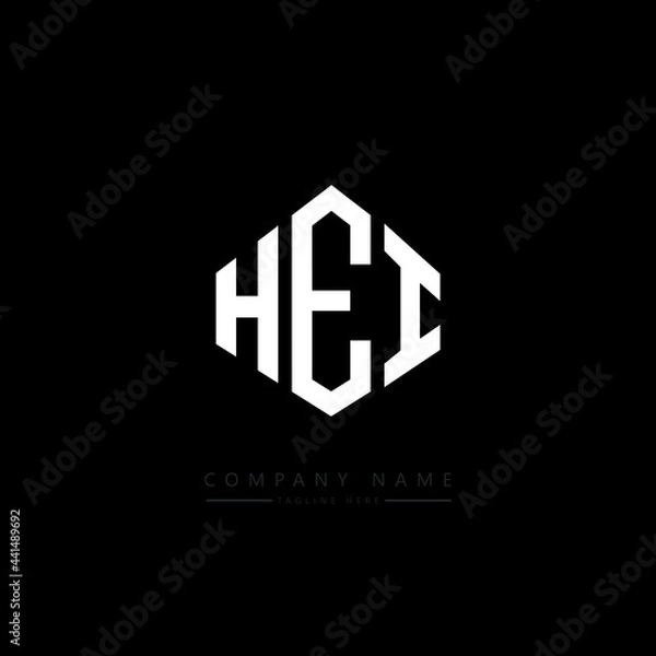 Fototapeta HEI letter logo design with polygon shape. HEI polygon logo monogram. HEI cube logo design. HEI hexagon vector logo template white and black colors. HEI monogram. HEI business and real estate logo. 