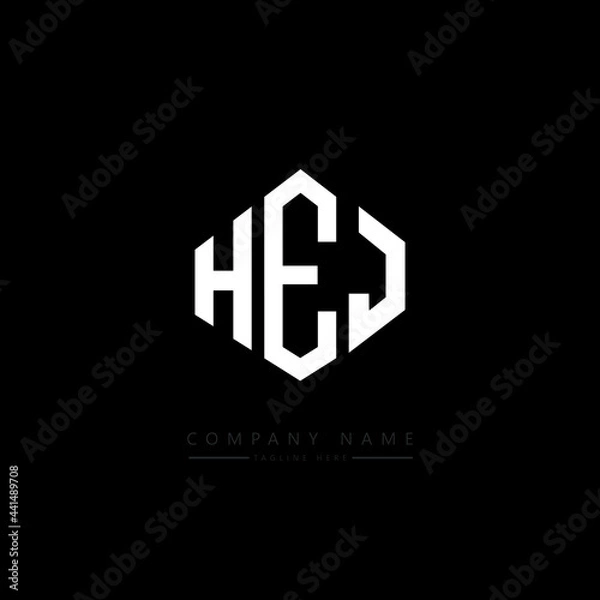 Fototapeta HEJ letter logo design with polygon shape. HEJ polygon logo monogram. HEJ cube logo design. HEJ hexagon vector logo template white and black colors. HEJ monogram. HEJ business and real estate logo. 