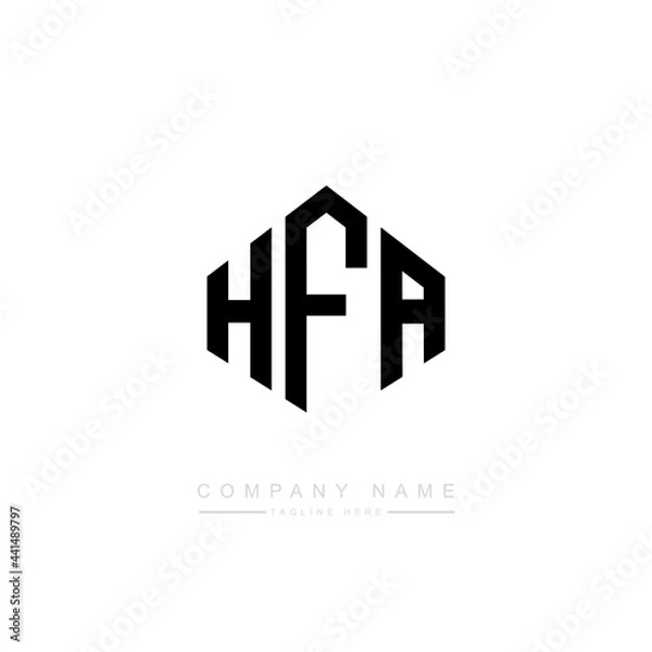 Fototapeta HFA letter logo design with polygon shape. HFA polygon logo monogram. HFA cube logo design. HFA hexagon vector logo template white and black colors. HFA monogram. HFA business and real estate logo. 