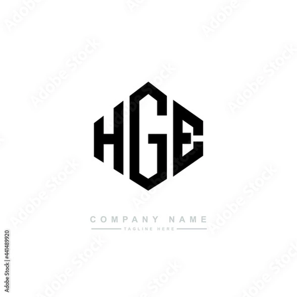 Fototapeta HGE letter logo design with polygon shape. HGE polygon logo monogram. HGE cube logo design. HGE hexagon vector logo template white and black colors. HGE monogram. HGE business and real estate logo. 