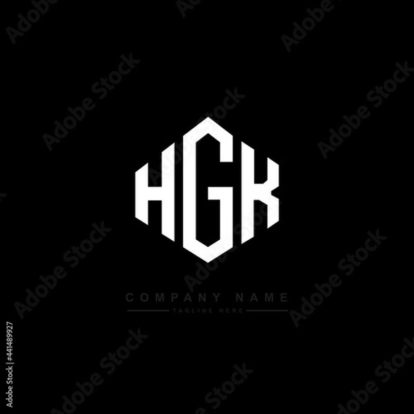 Fototapeta HGK letter logo design with polygon shape. HGK polygon logo monogram. HGK cube logo design. HGK hexagon vector logo template white and black colors. HGK monogram. HGK business and real estate logo. 