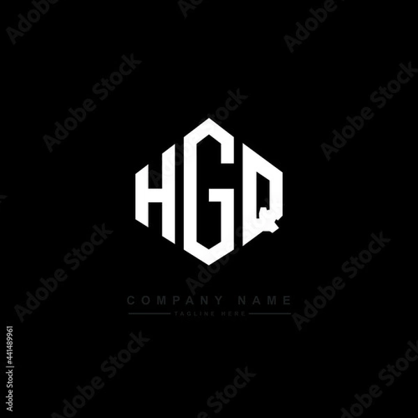 Obraz HGQ letter logo design with polygon shape. HGQ polygon logo monogram. HGQ cube logo design. HGQ hexagon vector logo template white and black colors. HGQ monogram. HGQ business and real estate logo. 