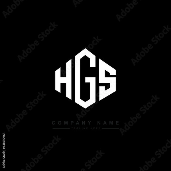 Fototapeta HGS letter logo design with polygon shape. HGS polygon logo monogram. HGS cube logo design. HGS hexagon vector logo template white and black colors. HGS monogram. HGS business and real estate logo. 