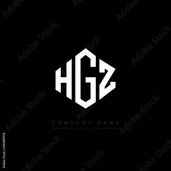 Obraz HGZ letter logo design with polygon shape. HGZ polygon logo monogram. HGZ cube logo design. HGZ hexagon vector logo template white and black colors. HGZ monogram. HGZ business and real estate logo. 