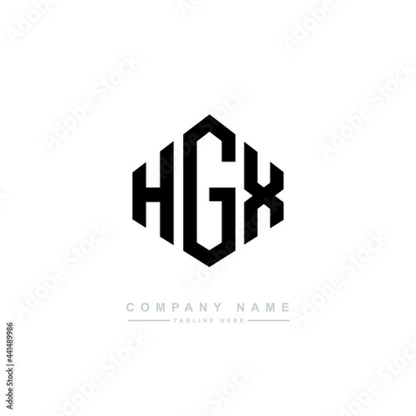 Fototapeta HGX letter logo design with polygon shape. HGX polygon logo monogram. HGX cube logo design. HGX hexagon vector logo template white and black colors. HGX monogram. HGX business and real estate logo. 