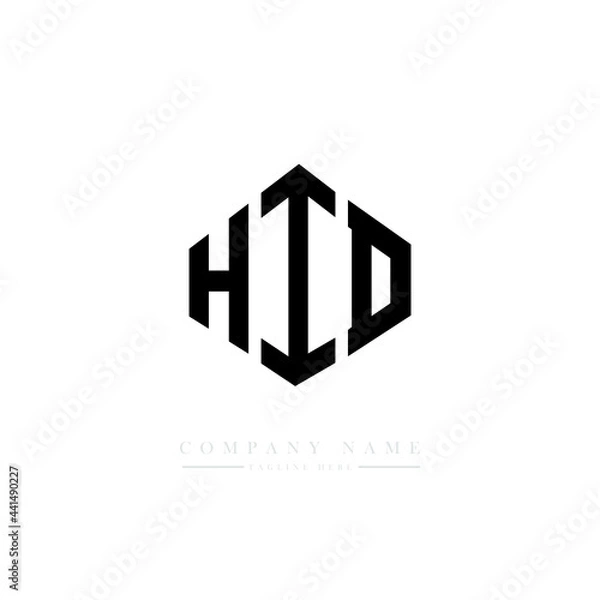 Fototapeta HID letter logo design with polygon shape. HID polygon logo monogram. HID cube logo design. HID hexagon vector logo template white and black colors. HID monogram. HID business and real estate logo. 
