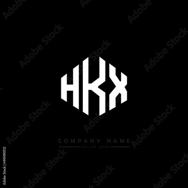 Fototapeta HKX letter logo design with polygon shape. HKX polygon logo monogram. HKX cube logo design. HKX hexagon vector logo template white and black colors. HKX monogram. HKX business and real estate logo. 