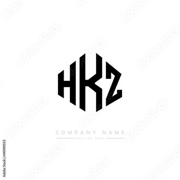 Fototapeta HKZ letter logo design with polygon shape. HKZ polygon logo monogram. HKZ cube logo design. HKZ hexagon vector logo template white and black colors. HKZ monogram. HKZ business and real estate logo. 
