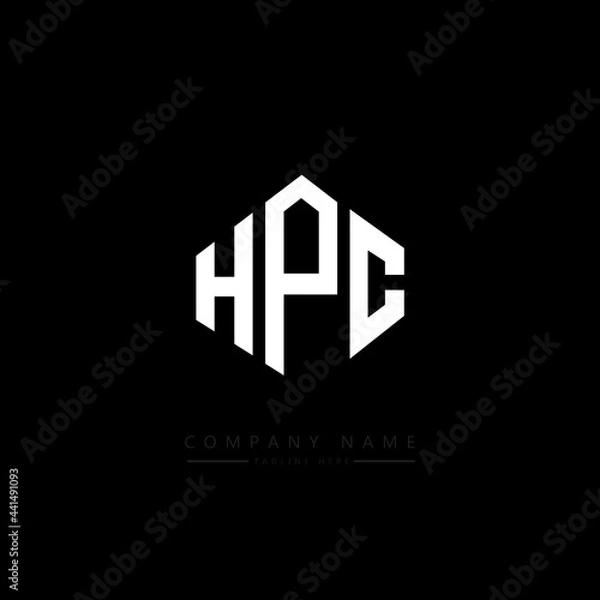 Fototapeta HPC letter logo design with polygon shape. HPC polygon logo monogram. HPC cube logo design. HPC hexagon vector logo template white and black colors. HPC monogram. HPC business and real estate logo. 