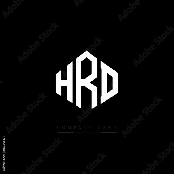 Fototapeta HRD letter logo design with polygon shape. HRD polygon logo monogram. HRD cube logo design. HRD hexagon vector logo template white and black colors. HRD monogram. HRD business and real estate logo. 
