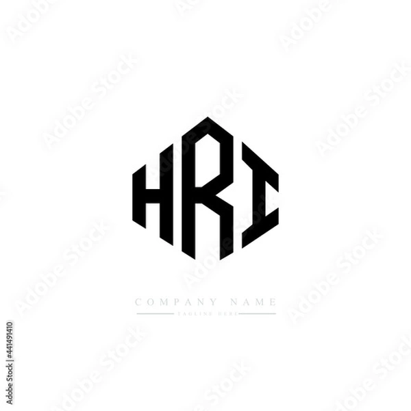 Obraz HRI letter logo design with polygon shape. HRI polygon logo monogram. HRI cube logo design. HRI hexagon vector logo template white and black colors. HRI monogram. HRI business and real estate logo. 