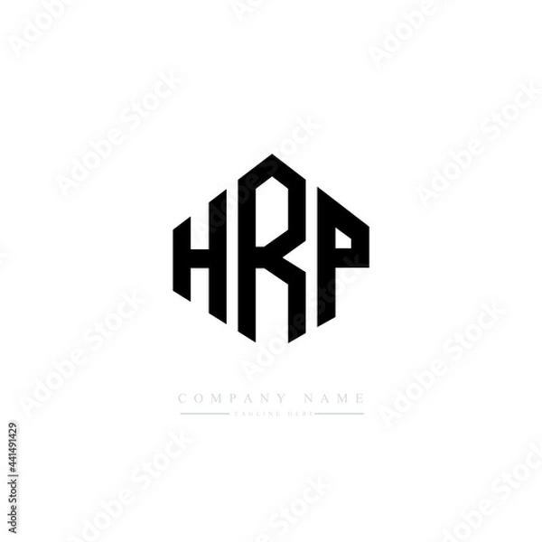 Fototapeta HRP letter logo design with polygon shape. HRP polygon logo monogram. HRP cube logo design. HRP hexagon vector logo template white and black colors. HRP monogram. HRP business and real estate logo. 