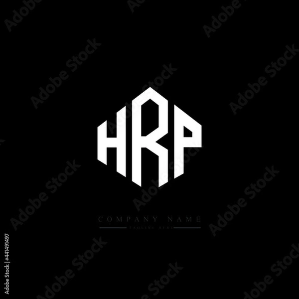 Fototapeta HRP letter logo design with polygon shape. HRP polygon logo monogram. HRP cube logo design. HRP hexagon vector logo template white and black colors. HRP monogram. HRP business and real estate logo. 