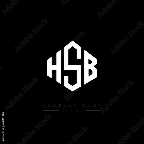 Fototapeta HSB letter logo design with polygon shape. HSB polygon logo monogram. HSB cube logo design. HSB hexagon vector logo template white and black colors. HSB monogram. HSB business and real estate logo. 