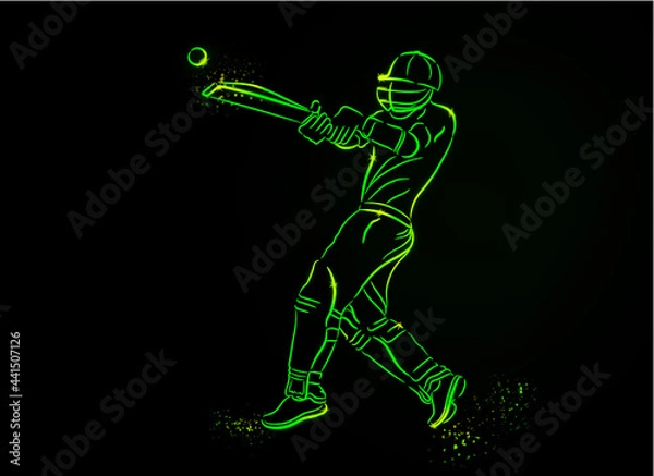Obraz cricket player neon vector
