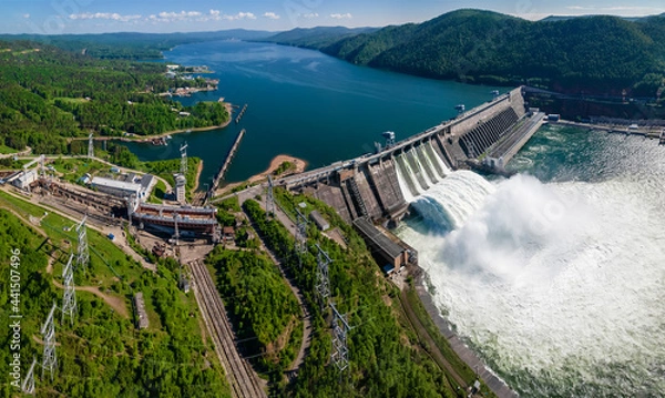 Obraz Hydroelectric dam on the river