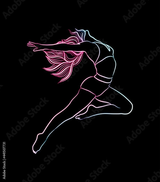 Obraz dancing girl neon vector art