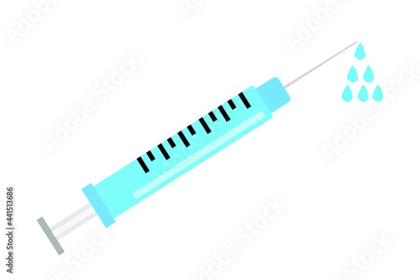 Obraz vector syringe with liquid ejected from the tip of the needle