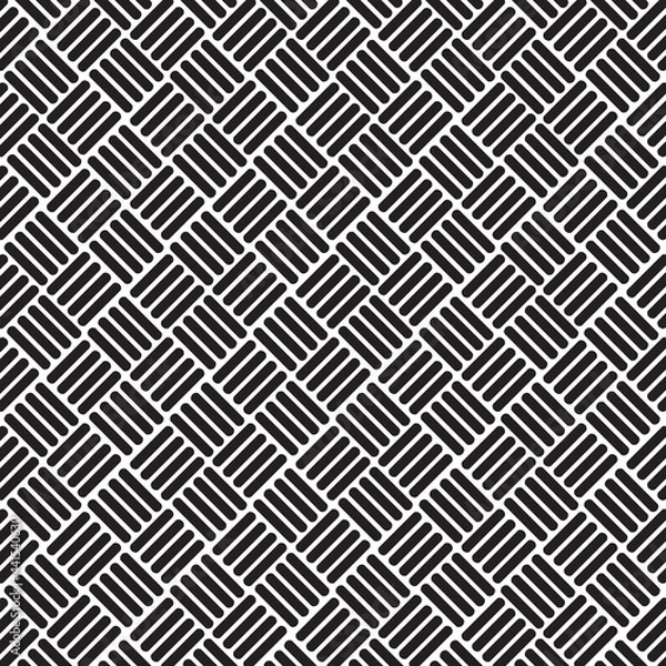 Fototapeta Abstract pattern with stripes, lines. A seamless vector background. Black and white texture.