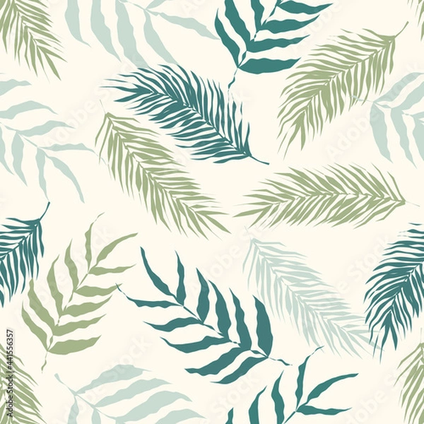 Obraz Seamless pattern of abstract botanical floral tropical flowers and leaves vector illustration