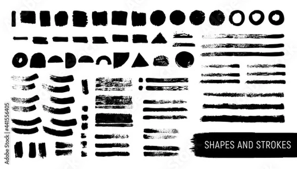 Obraz Artistic isolated realistic textured brushstrokes and shapes kit.
