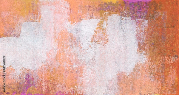 Fototapeta Abstract painting. Versatile artistic backdrop for creative design projects: posters, banners, invitations, cards, websites, wallpapers. Raster image. Warm colours. Unusual hand painted texture.