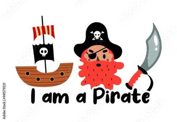 Fototapeta Vector image. Nice drawings of pirates.
Children's image to decorate.