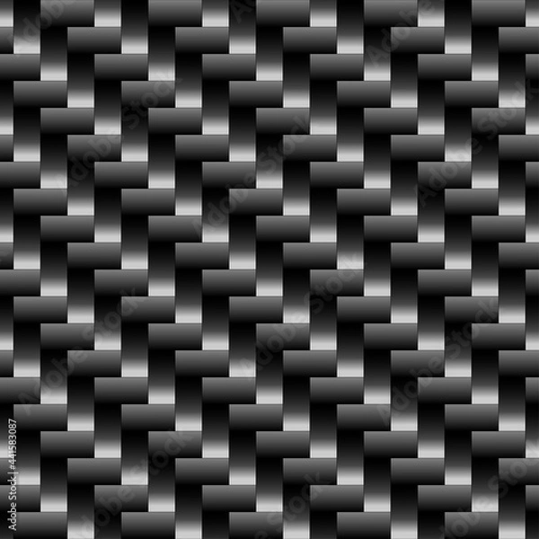 Fototapeta Vector seamless pattern. Gray and black fiber carbon texture. Modern geometric illustration