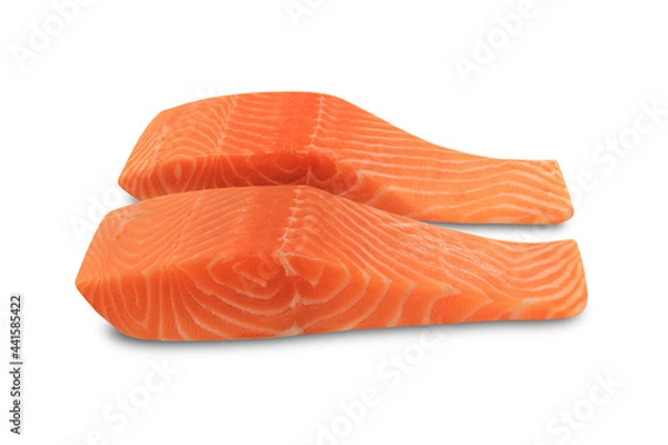 Obraz salmon steak red fish  isolated on white background, With clipping path