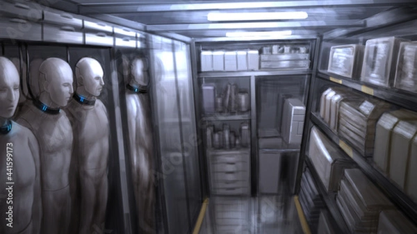 Obraz Sci-Fi アンドロイド倉庫