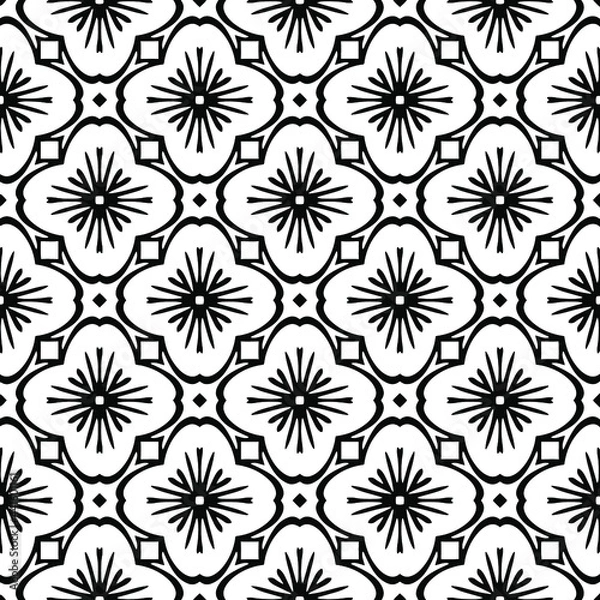 Fototapeta floral seamless pattern background.Geometric ornament for wallpapers and backgrounds. Black and white  pattern. 
