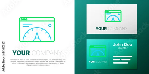 Fototapeta Line Web analytics information and development website statistic icon isolated on white background. Analysis, management, marketing, research. Colorful outline concept. Vector
