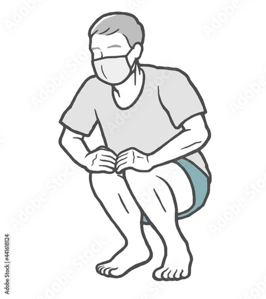 Fototapeta マスク 　屈伸　老人　おじいさん　ストレッチ