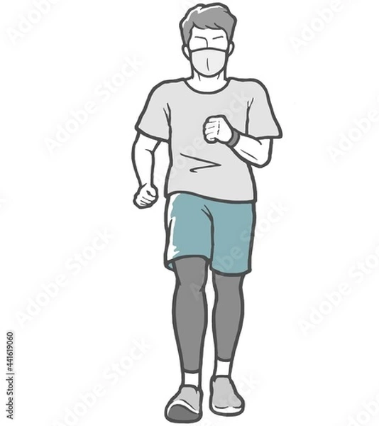 Obraz マスク　散歩　ジョギング　男性　若い男性