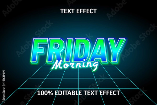 Obraz Editable Text Effect RETRO NEON BLUE GREEN