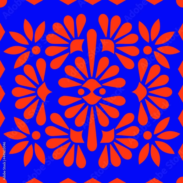 Fototapeta Tropical vector pattern illustration on dark blue background