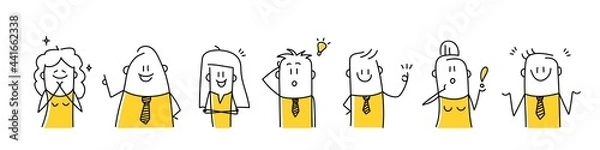 Fototapeta Funny stick figures with positive emotions.