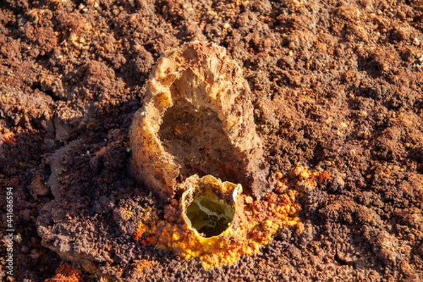 Fototapeta Fumarole that ejects toxic gas at the Dallol Hot Springs site, in the Danakil Depression, Ethiopia