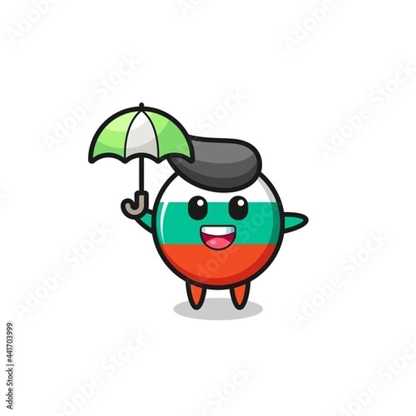 Fototapeta cute bulgaria flag badge illustration holding an umbrella