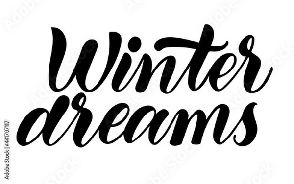 Obraz Winter dreams, isolated vector christmas lettering illustration.